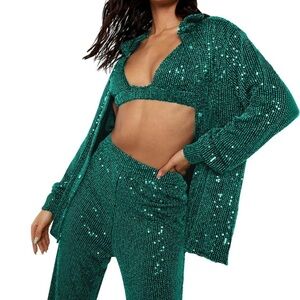 Sequin Green Pantsuit